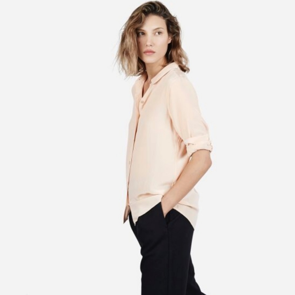 Everlane The Rounded Collar Silk Shirt